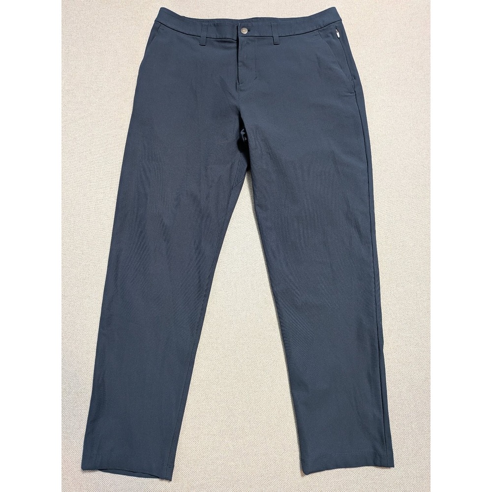 Lululemon Mens Pants Navy 33x30 Woven Stretch Breathable Slim 33x30.5 Flat Front - Picture 2 of 8